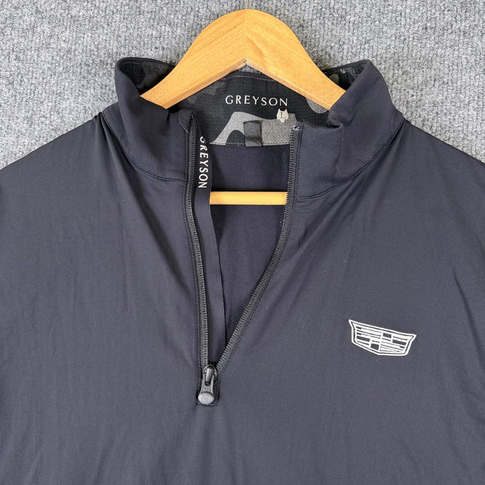 Greyson 1/4 Zip Pullover Jacket Mens L Black Cadillac Logo Golf Performance